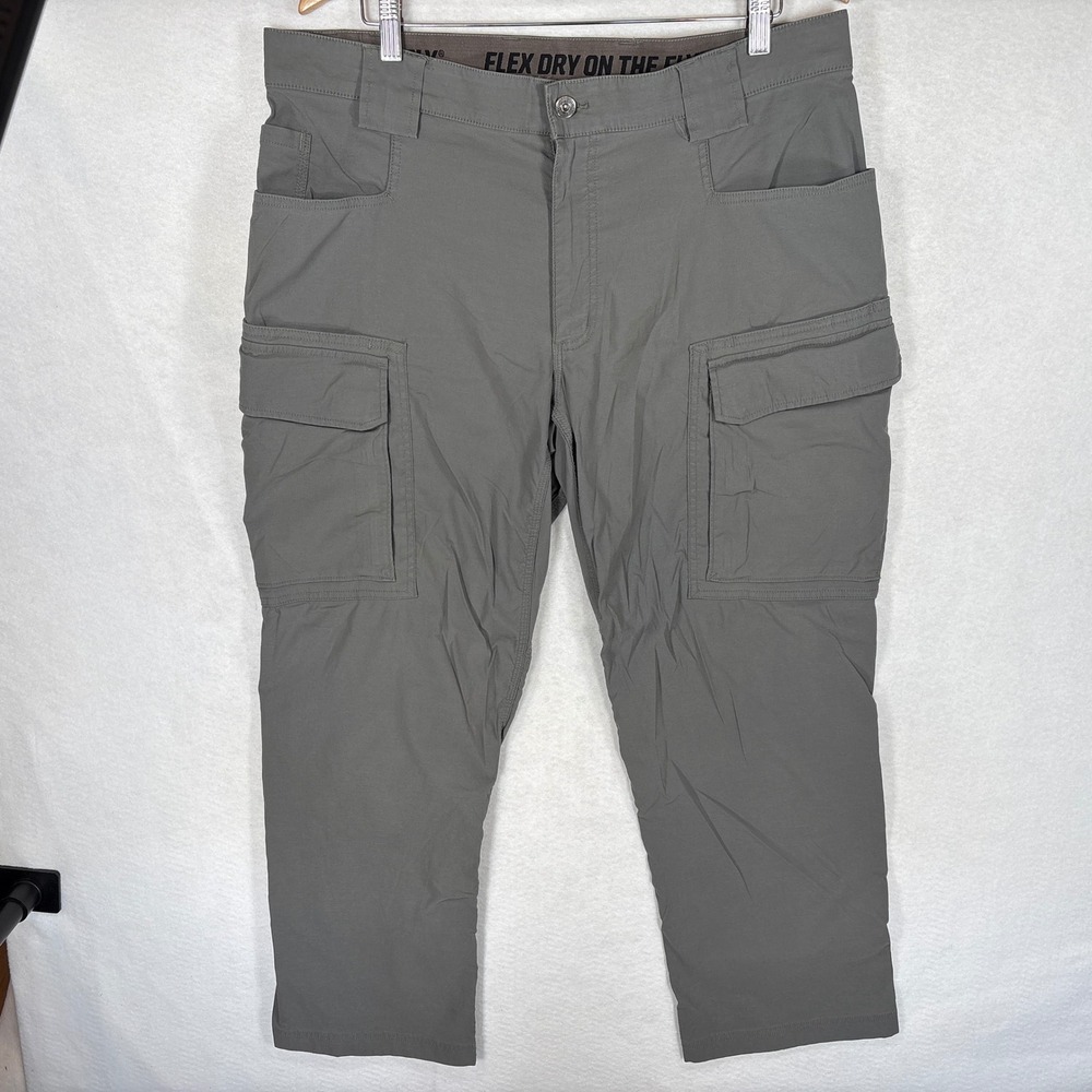 Duluth Trading Co Flex Dry on the Fly Gray Cargo Pants Mens 38x30 Utility